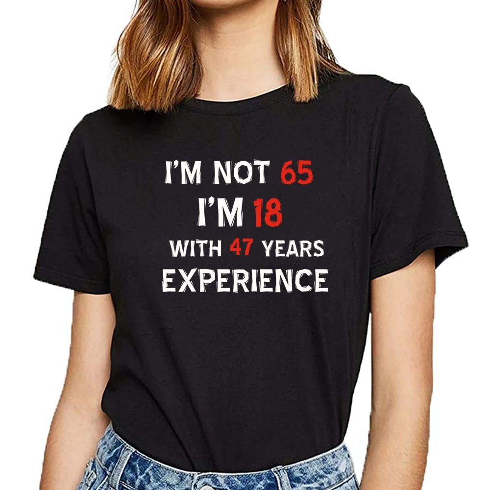 

Tops T Shirt Women 65th birthday designs Casual Black Custom Female Tshirt