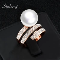 sinleery fashion simulated pearl rings rose gold color zirconia micro paved rings for women female jewelry zd1 ssp