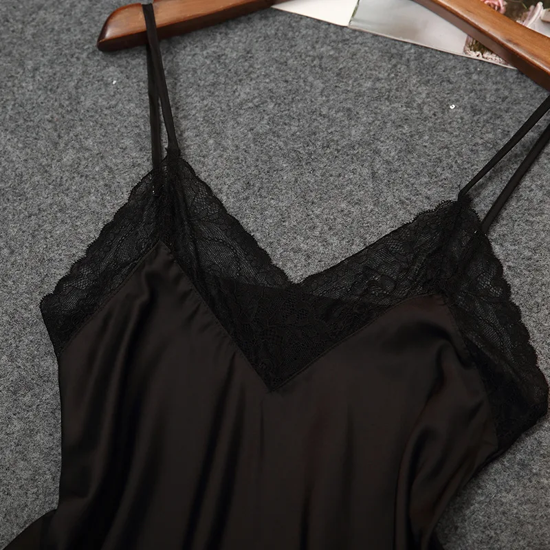 

Sexy 2PCS Pajamas Set Women Lace Sleepwear Satin Strap Top&Pants Soft Nightwear Summer Lounge Wear Pijamas Loose Homewear