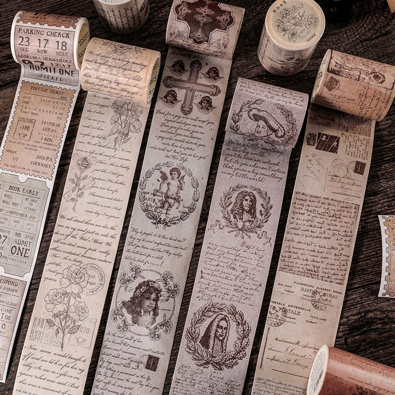 

5CM*3M European Retro Washi Tape Vintage English Newspaper Bullet Journaling Accessories Scrapbook DIY Deco Stickers Aesthetic