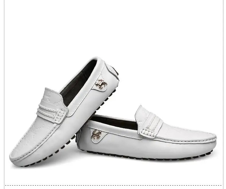 

New Arrival Men White Leisure Loafer Shoes Fashion Metal Charm Embrossed Man Trending Moccasin Shoes Plus Size 47 48 49