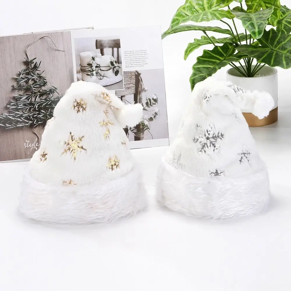 

Pretty Adults Cap Gift Home Decoration Plush Christmas Hat Xmas Warm Hat Snowflake Santa Claus Hat