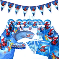 83pcs spiderman paper cup plates napkins flags straws disposable tableware birthday party decorations baby shower boy super hero