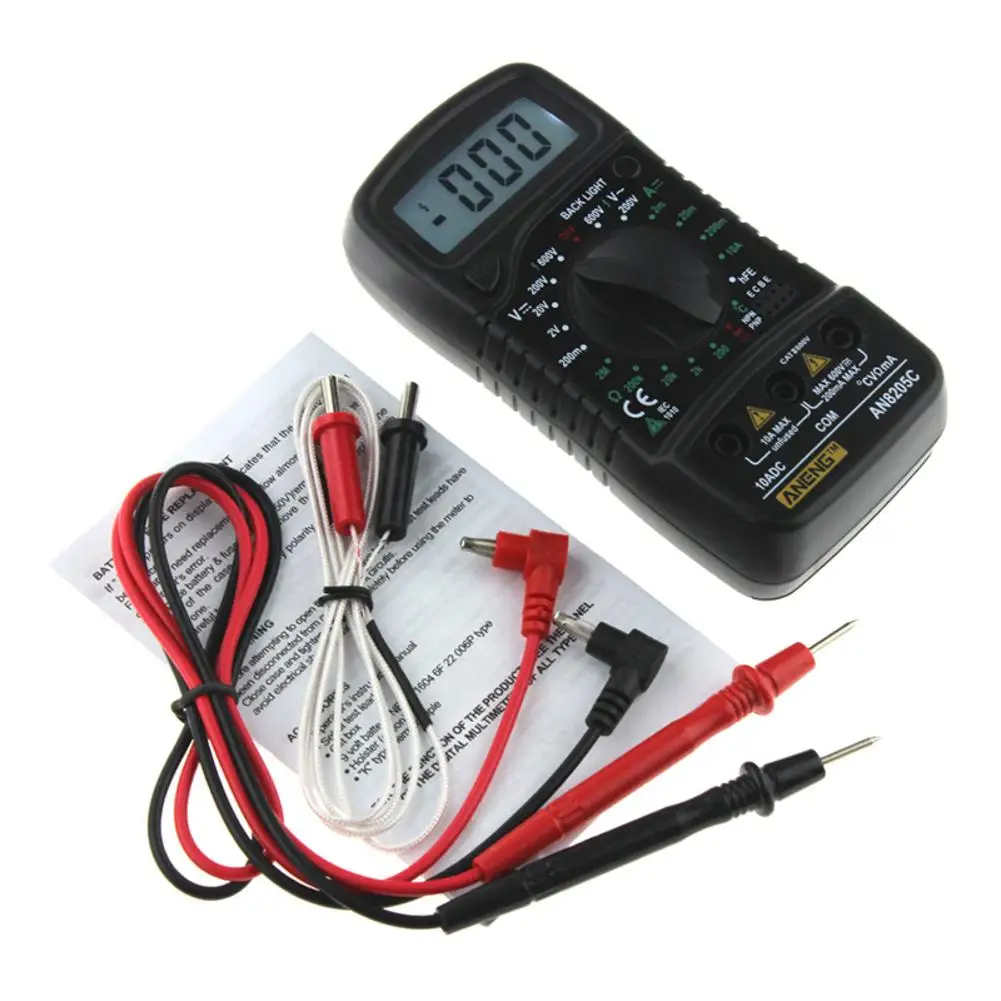 AN8205C Digital Handheld Multimeter Portable AC/DC Voltmeter DC Ammeter Thermometer Temperature Tester Without Case | Инструменты