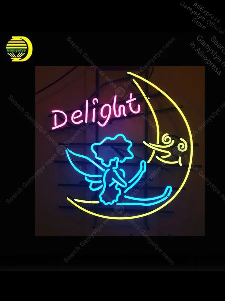 

Neon sign For Delight moon and Cupid Neon Bulbs sign neon lights for rooms anuncio luminoso Neon Light Real Glass Flashlights