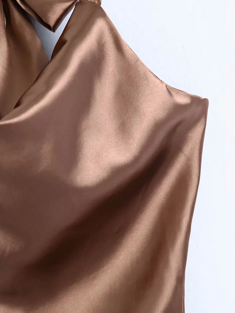 

KBAT 2021 summer dress Women Sexy Solid Shinning Satin Slim Dress Chic High Street Lady Backless Bow Tied Casual Party Vestidos