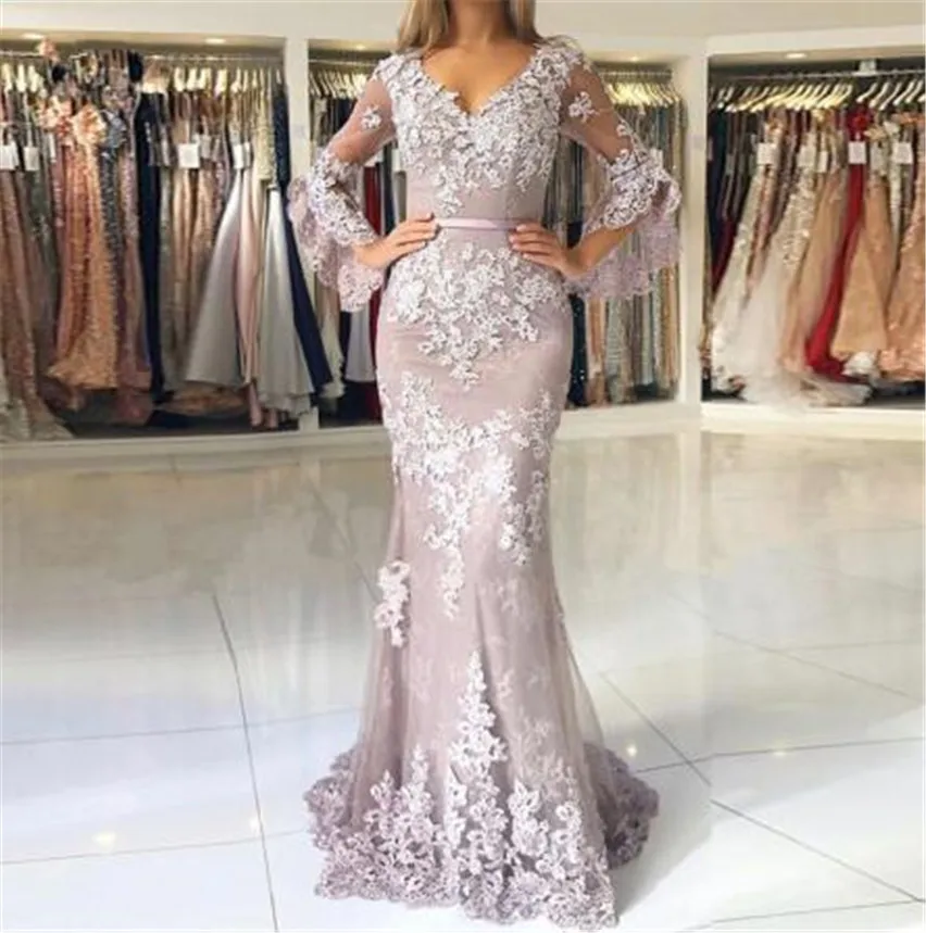 Новые мусульманские Вечерние платья с рукавами Vestidos Largos кружевные исламские