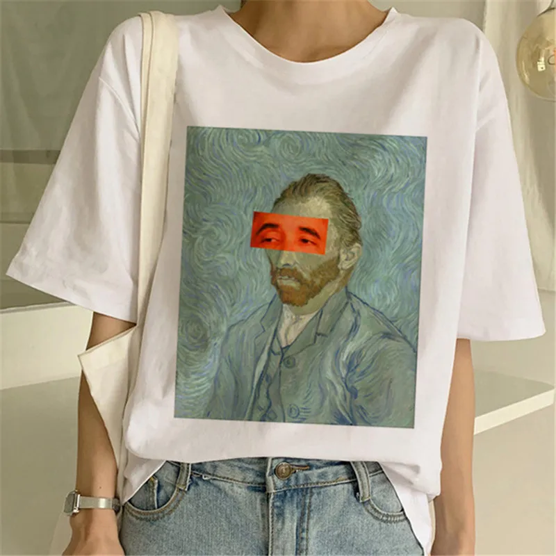 

2020 New Women T-shirt Harajuku Van Gogh Art Print Short Sleeve O-neck Top Tees For Women Funny Ulzzang 90s Grunge Vintage