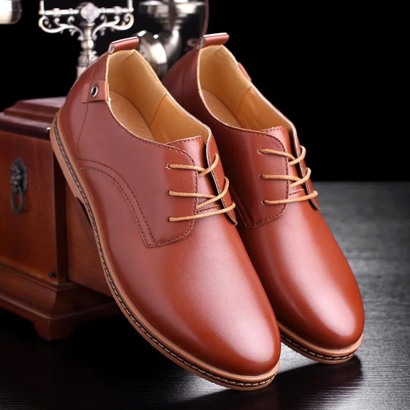 

New High Quality Fashion Mens Business Shoes Leather Formal Dress Shoes Flats Black Oxfords Shoes Man Casual Sneaker Shoes