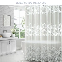 white flower bath curtain waterproof peva shower curtains fog translucent curtains large wide with hooks bathroom screen decor