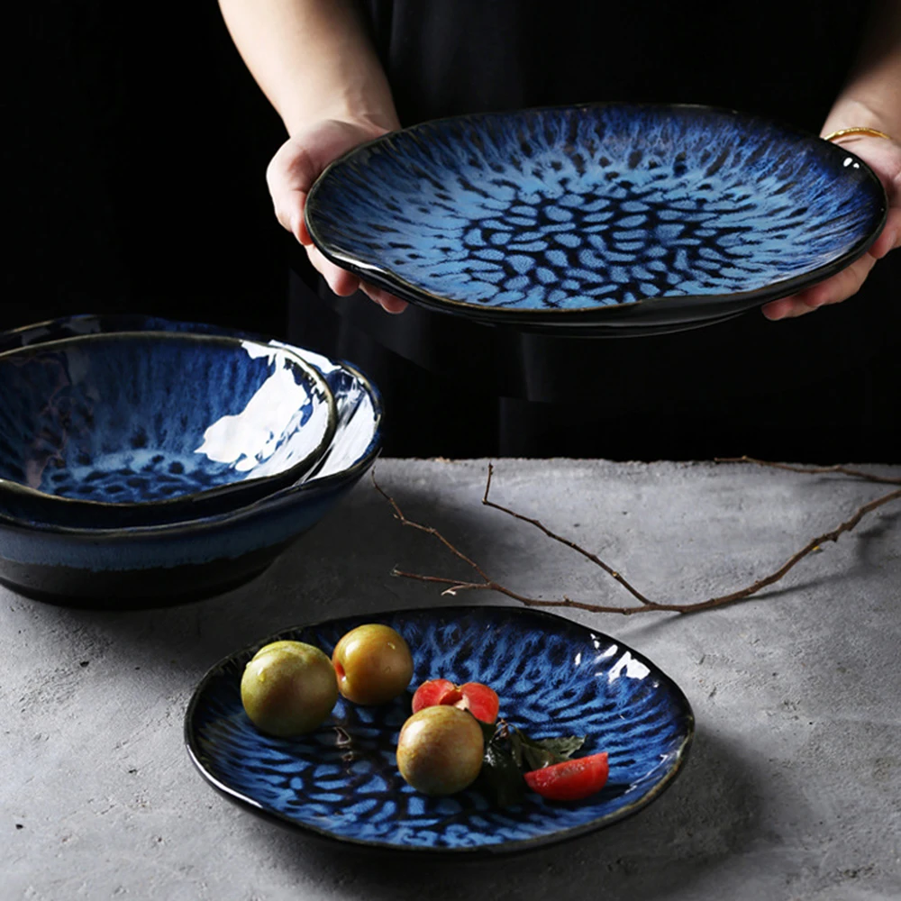 

European Style Creative Western Breakfast Tableware Household Ceramic Dish 8 Inch Porcelain Dessert Dinnerware Cake Plate