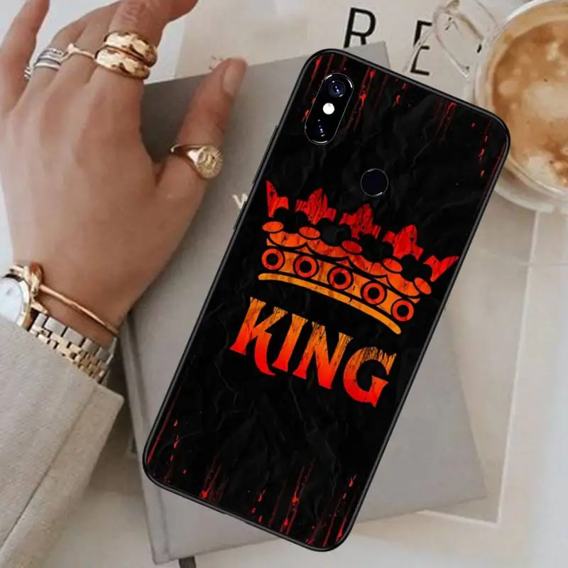 

Cartoon Crown Letter King Queen Phone Case For Xiaomi Redmi 4x 5 plus 6A 7 7A 8 mi8 8lite 9 note 4 5 7 8 pro