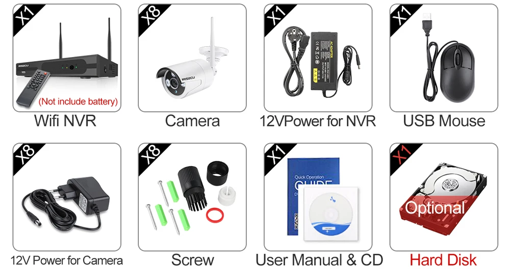 MISECU 8CH 1080P CCTV Беспроводной Системы аудио запись 4/8 шт. 2.0MP ИК Открытый P2P Wifi ip-камера наблюдения с Камера системы видеонаблюдения