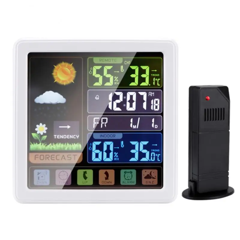 

2021New Digital Alarm Wall Clock Weather Station Wifi Indoor Outdoor Temperature Humidity Pressure Wind Weather Forecast LCD