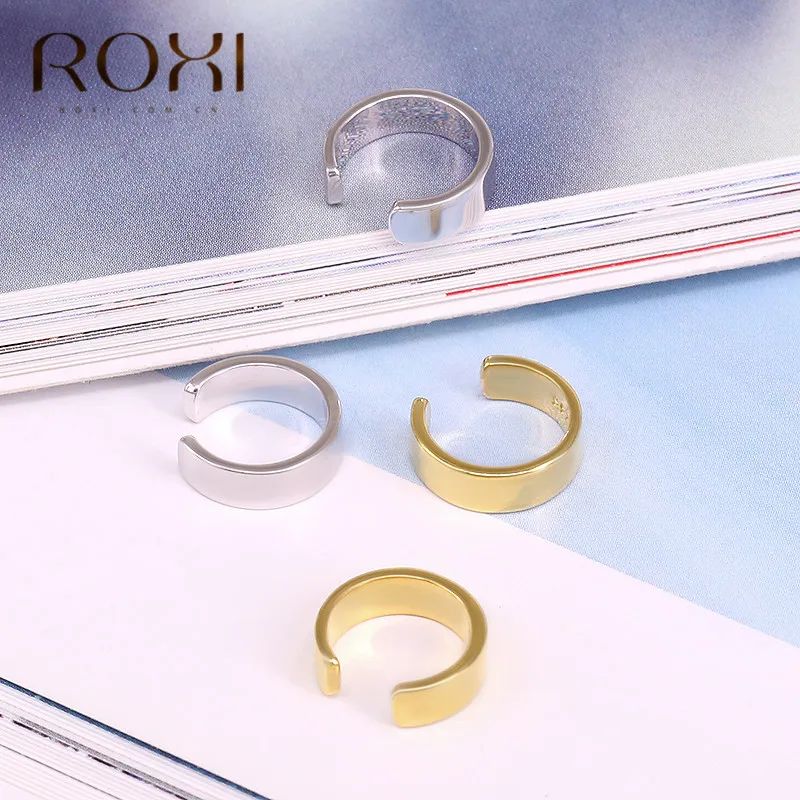ROXI 925 Solid Sterling Silver Earring without Piercing Geometric Round Ear Cuff Minimalist Cartilage Earrings for Women Jewelry | Украшения