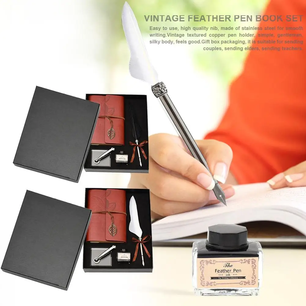 

Канцелярские принадлежности, ретро ручка, набор чернил для письма, винтажный перьевой карандаш из нержавеющей стали, Подарочная коробка дл...