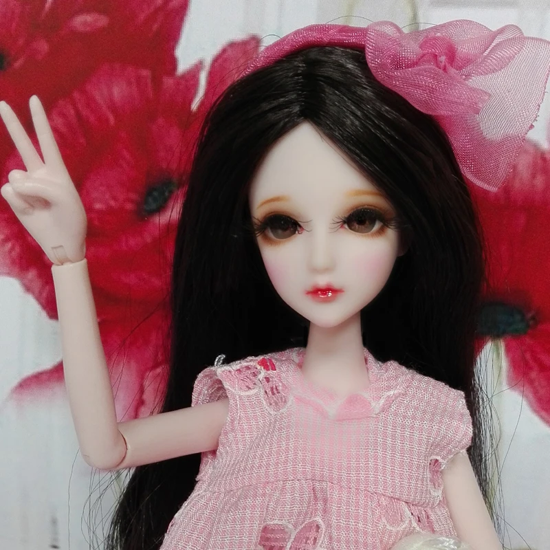 

Голова куклы/коричневые волосы, 3D глаза, настоящие ресницы, ручной рисунок, милое лицо, аксессуары для макияжа «сделай сам» для 1/6 Xinyi OB, кукла с белой кожей