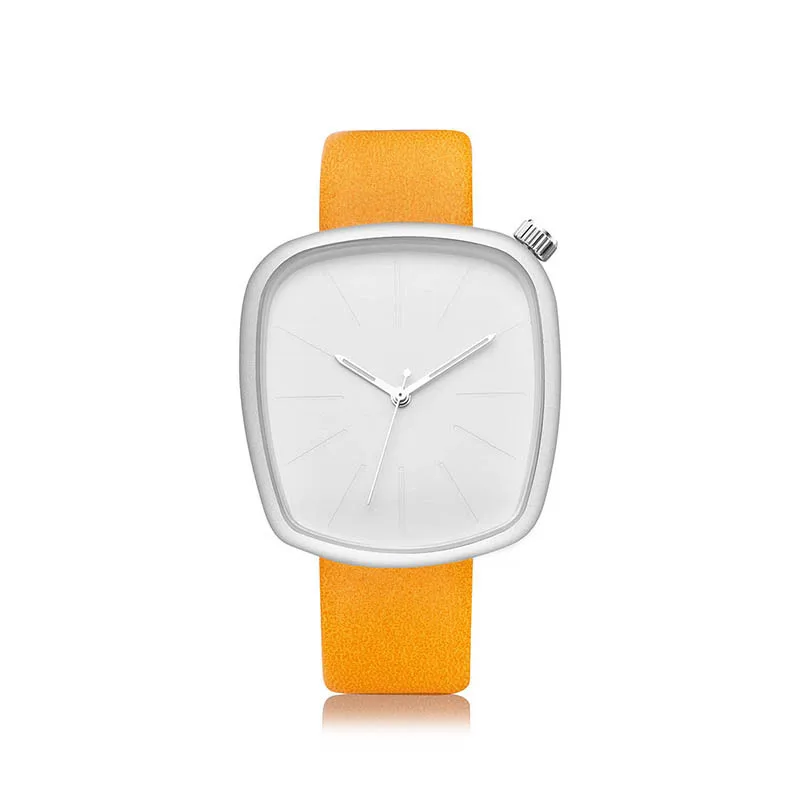 Женские кварцевые часы с квадратным циферблатом на кожаном ремешке|Женские