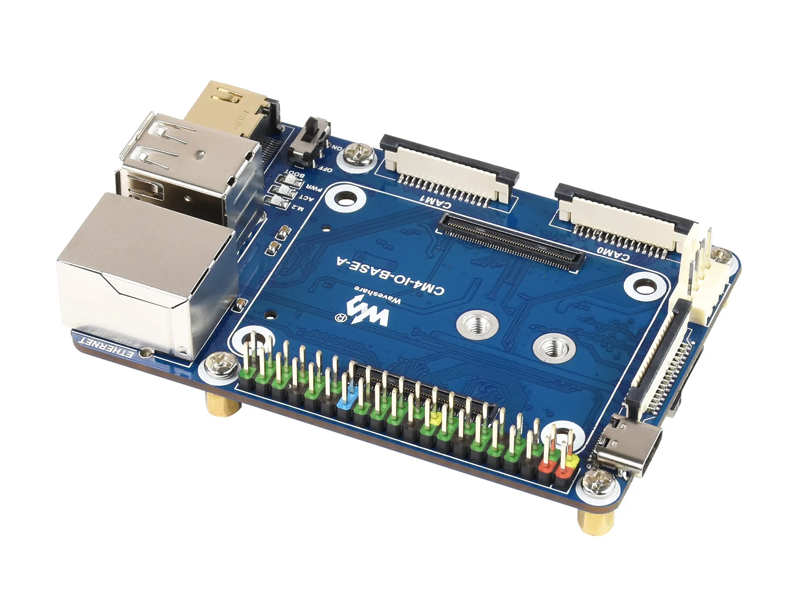 Базовая плата Waveshare Mini (A) для вычислительного модуля Raspberry Pi 4 встроенные разъемы в