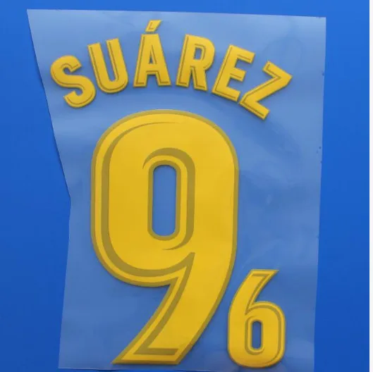 18 Домашняя печать Messi SUAREZ Neymar A. Iniesta SERGIO PIQUE nameset горячая штамповка футбольная нашивка значки - Цвет: Yellow 9 SUAREZ