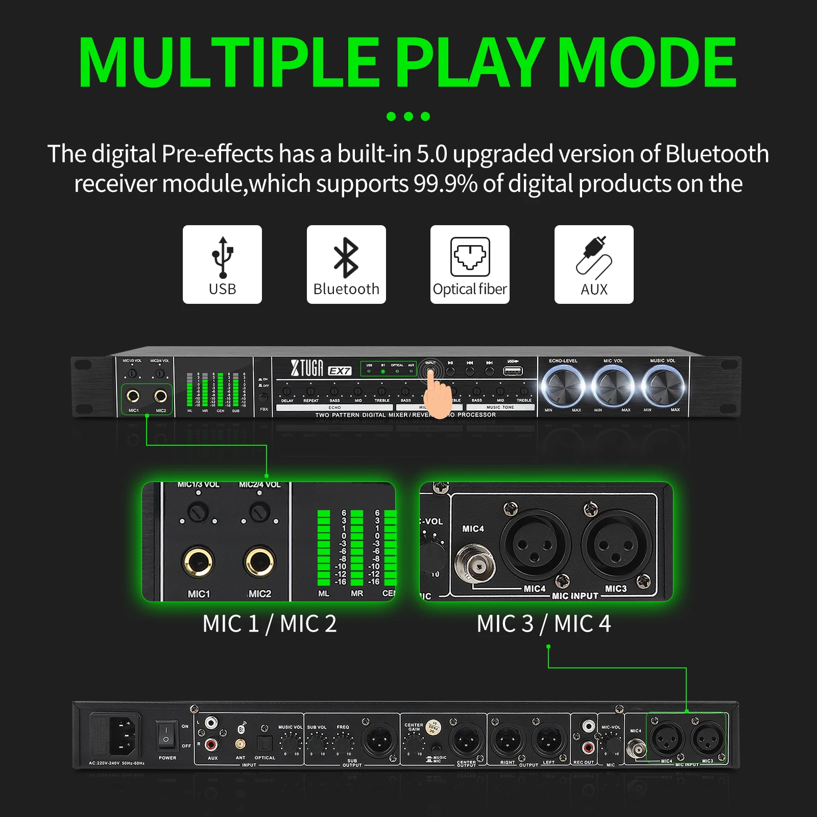 XTUGA Bluetooth цифровой аудио эффекты процессор с 32 бит DSP профессиональный микрофон
