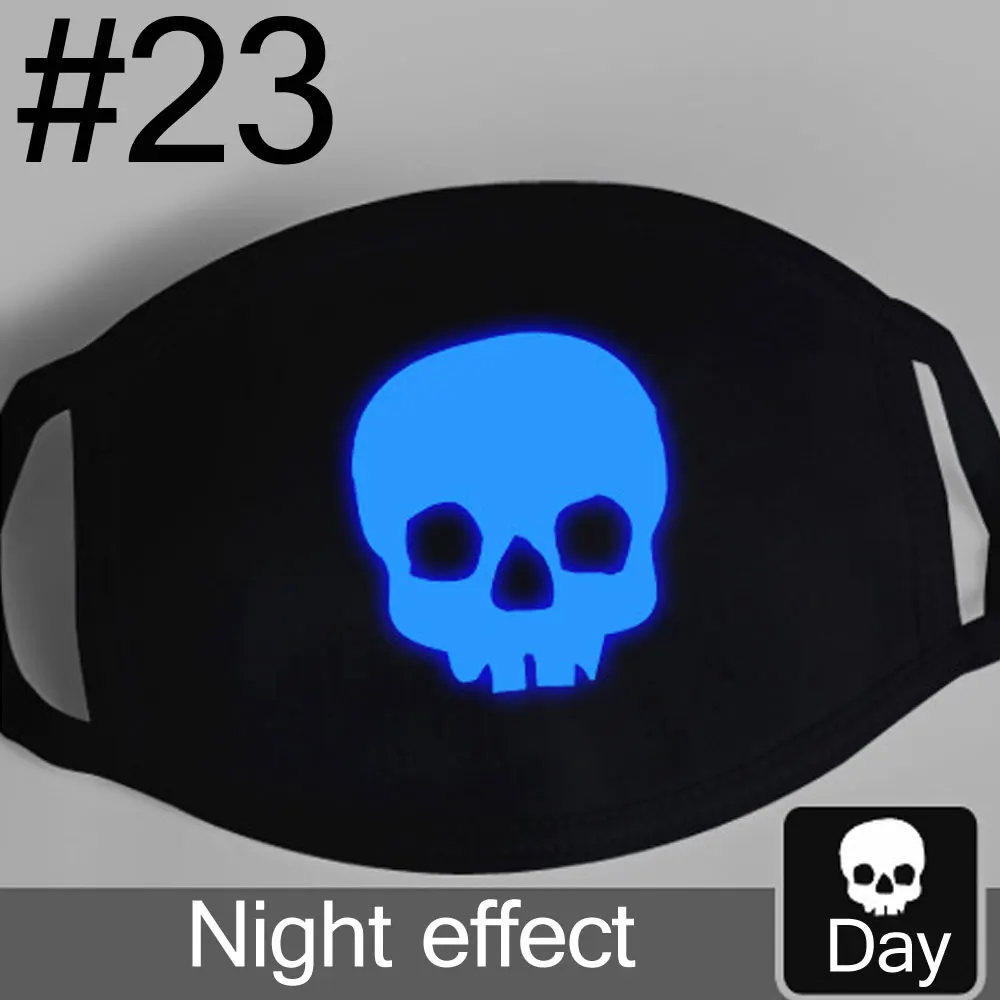 23 L. Mirror 1 шт. светящаяся хлопковая унисекс противопылевая черная маска для рта с синим принтом зубов вампира для мужчин, женщин и мальчиков - Цвет: 23