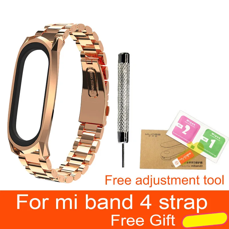 GT Rose gold Металлический ремешок mi jobs для Xiaomi mi Band 4 Безвинтовой браслет из нержавеющей стали Сменные аксессуары для mi Band 4 - Color: GT Rose gold