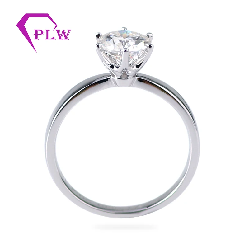 Обручальное кольцо SOLITAIRE 6 зубец 1 карат VVS D Круглый 18 K Белый Золотой для LADIES'GIFTS и