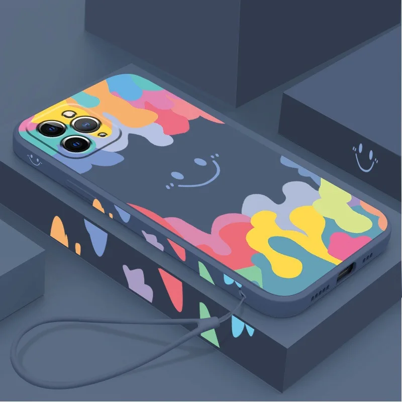 

Rainbow laugh Face TPU Apple 12 mobile phone shell x Applicable iPhone 12Pro Max Cartoon 78plus Creative XR