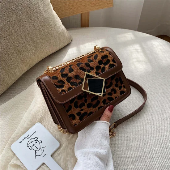 Leopard Зимние леопардовые кожаные сумки через плечо для женщин дизайнерский замок сумка через плечо Маленькая цепочка дамские сумочки и кошельки - Цвет: Leopard