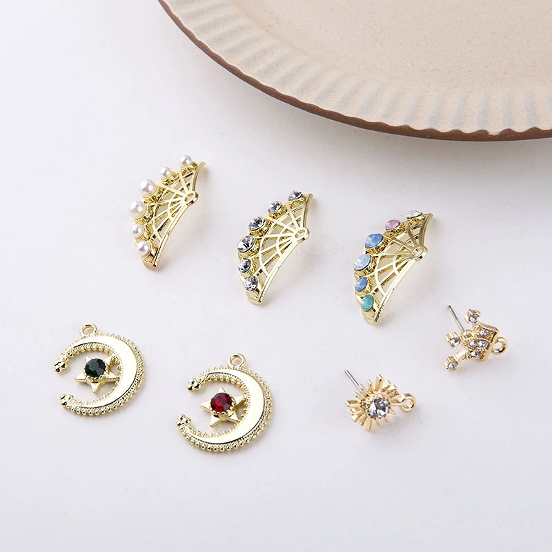 6 шт. новый дизайн циркон Звезда Луна жемчужная подвеска любовь корона стразы