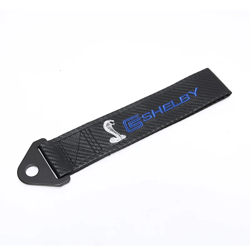 

Carbon fiber cloth Trailer Tow Rope Belt for SHELBY emblem Car Front bumper RACING decoration for Ford MUSTANG accessories