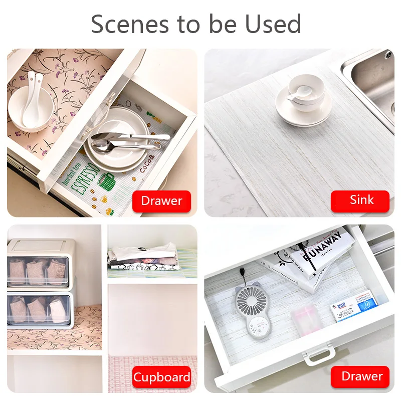 

Kitchen Shelf Liners Cabinet Mat Table Drawer Mat Moisture-Proof Waterproof Dust Anti-Slip Table Pad Paper