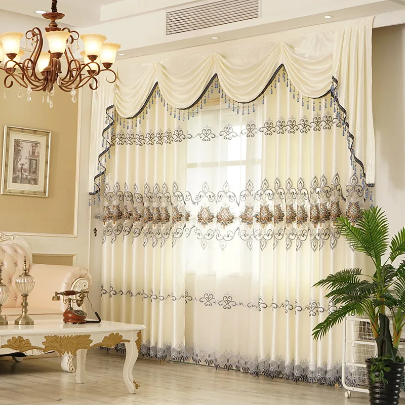 

Highgrade European-style curtains hollow water-soluble fabric curtains to blackout the modern living room atmosphere window yarn
