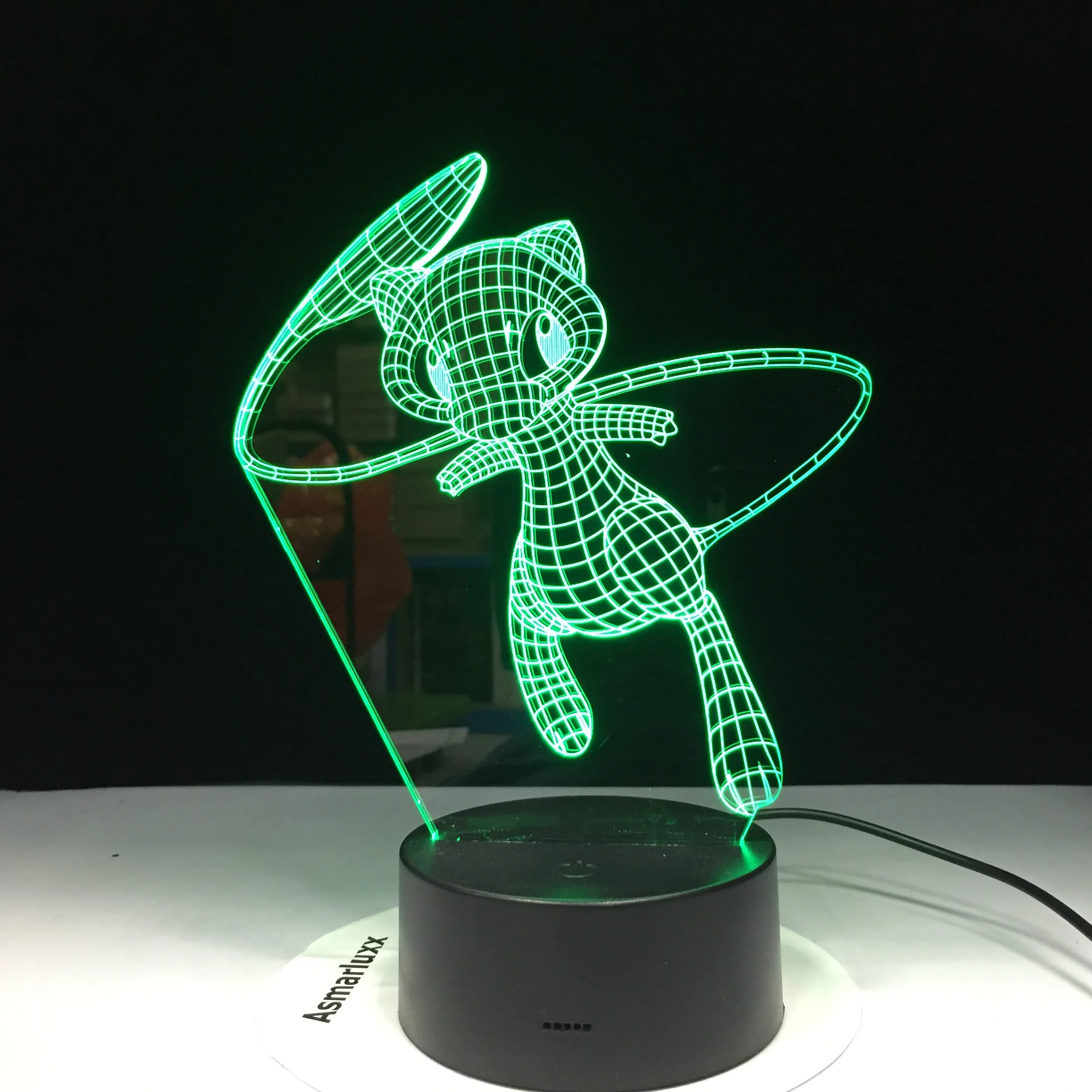 3D лампа Pokemon Mew 7 цветов меняющая лампу Покемон сенсорная кнопка USB кабель