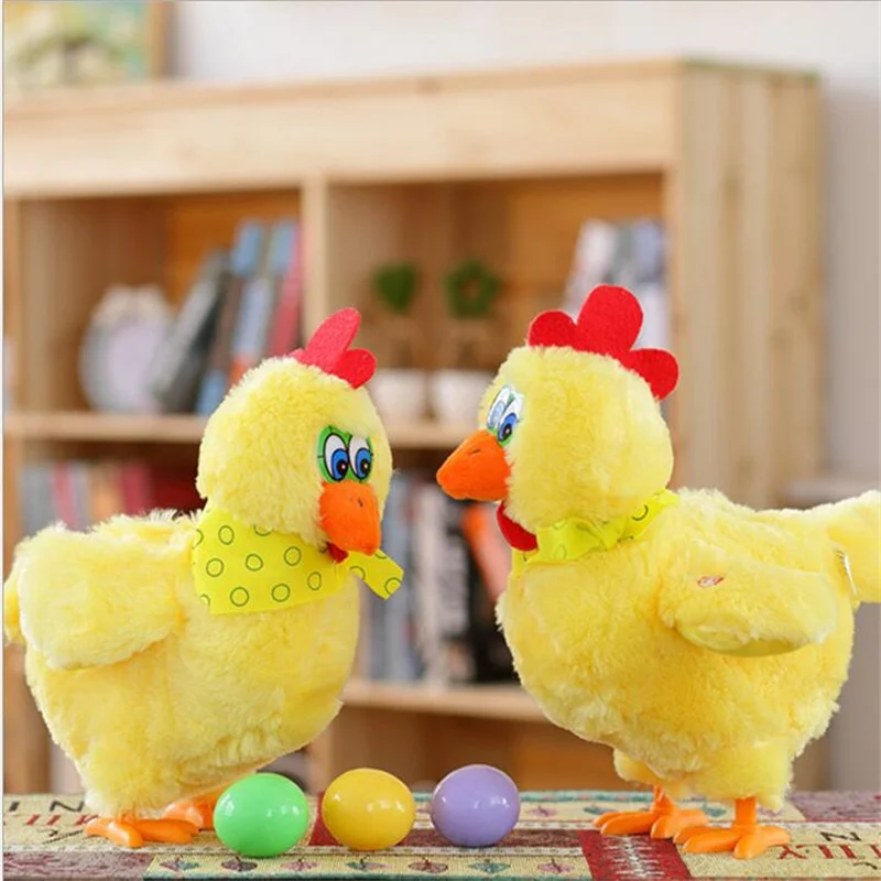 

30cm Funny Doll Raw Chicken Hens Will Lay Eggs Chickens Crazy Singing&Dancing Electric Pet Plush Toys Gifts For Children