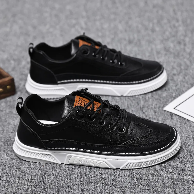 

2021 Spring Autumn New Concise Style Men's Vulcanize Shoes Breathable Lace-up Shallow Flat Shoes Suitable for Daily Sport