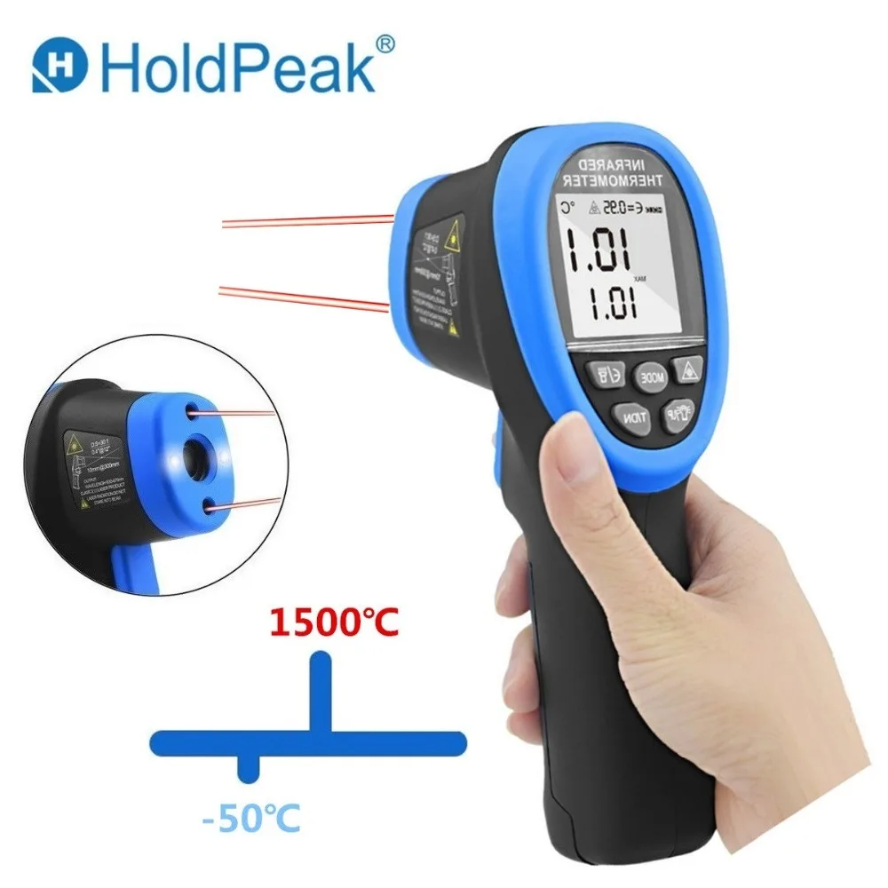 Holdpeak HP-1320 Digital Dual Laser Thermometer Non-Contact LCD Display IR Infrared Digital C/F Selection Pyrometer