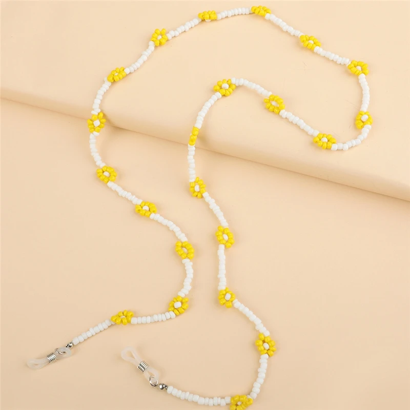 

Imixlot Bohemian Handmade Rice Beads Woven Daisy Flower Eyeglasses Chain Women Fashion Anti Slip Strap Holder Neck Strap