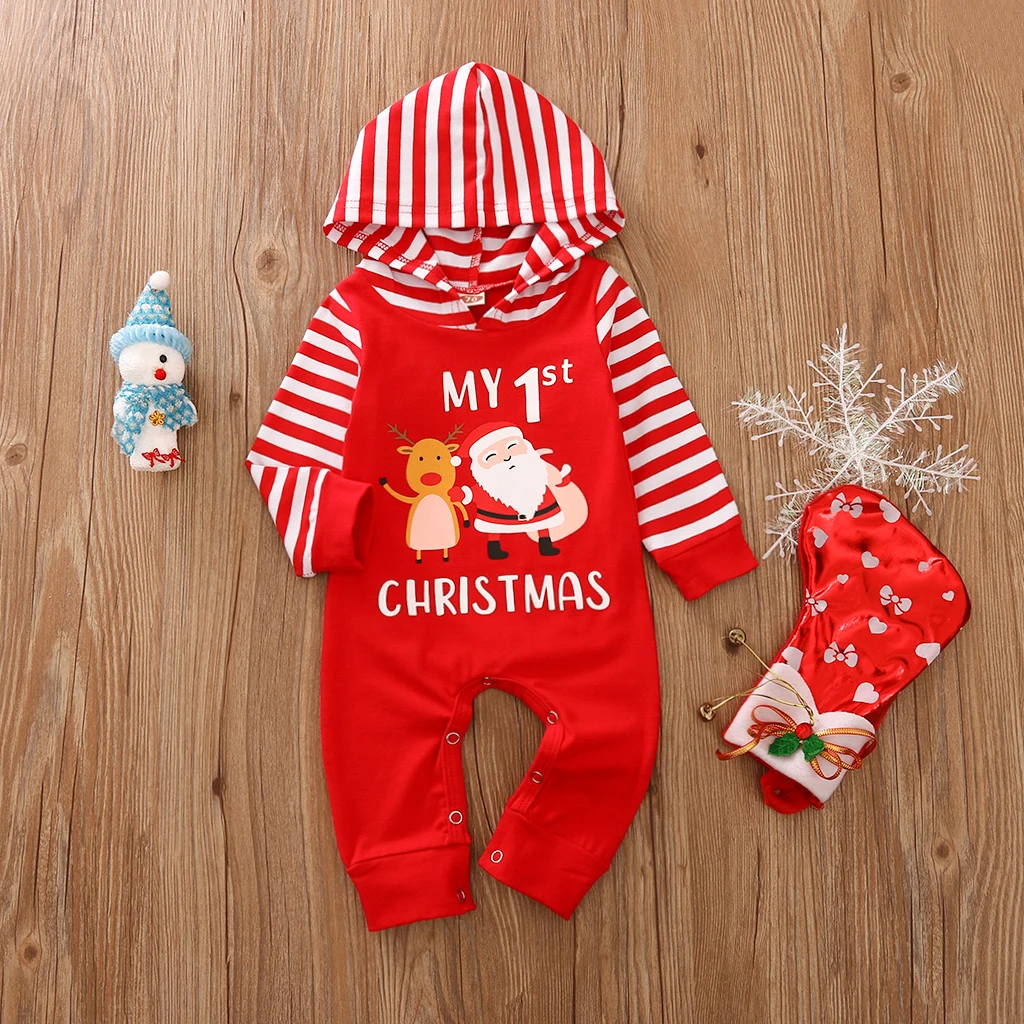 Christmas Rompers Winter Newborn Fleece One-Pieces Jumpsuits Baby Clothing Girls Hoodie Fluffy Boys Clothes Warm Sleepwear