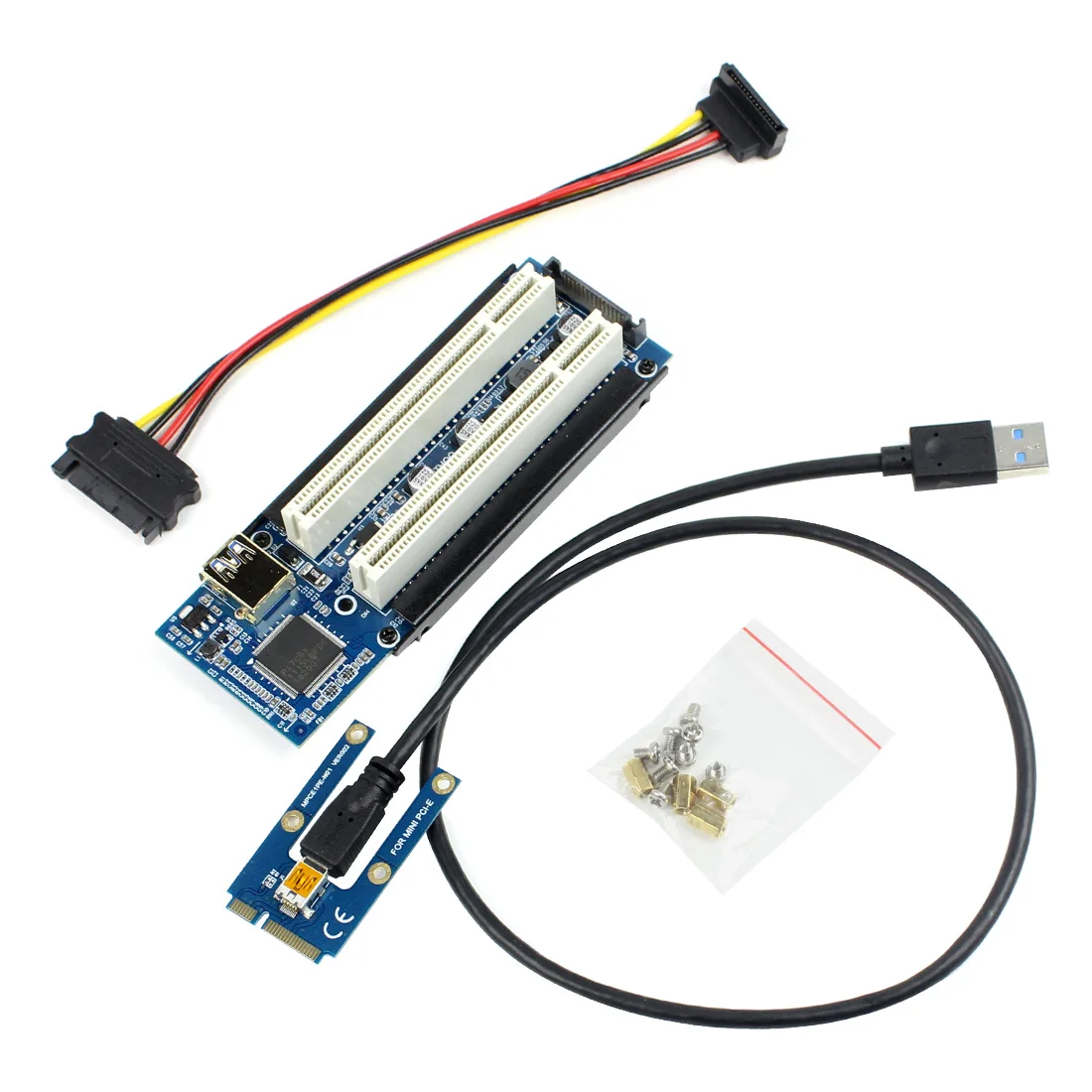 Переходник Mini PCI E Express X1 на Dual Riser с кабелем usb 3 0 для WIN2000/XP/Vista/Win7/Win8/LINUX|Платы