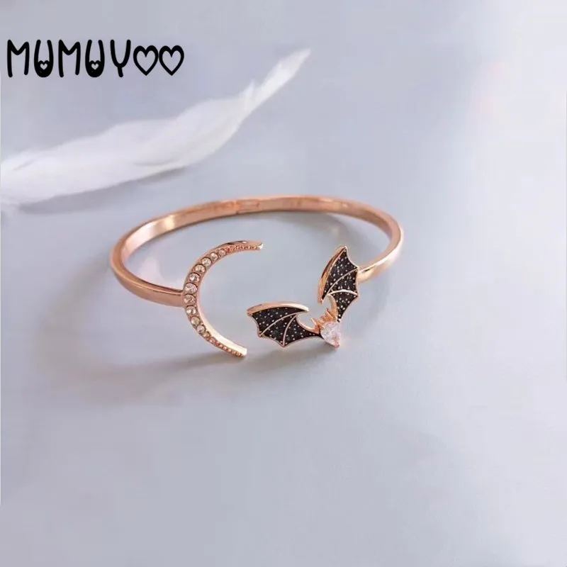 

SWA High Quality Fashion Jewelry Charm Mysterious Bat Elegant Moon Bracelet Bracelet Female Open Bracelet Jewelry Romantic Gift