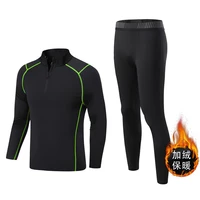 mens clothing winter thermal underwear fleece warm jogging compression sportswear fitness long top leggings black tracksuit