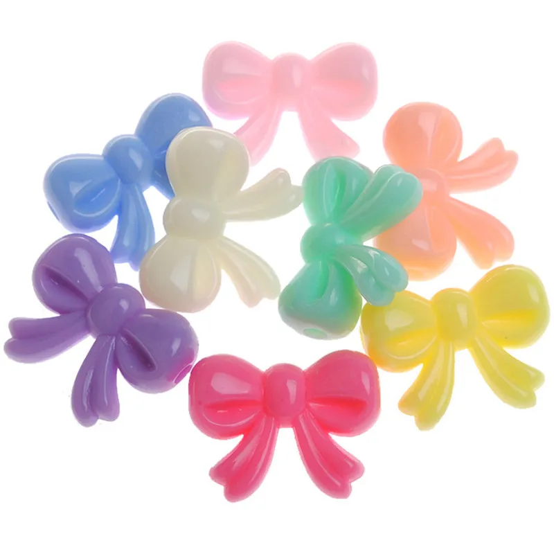 

Wholesale 450pcs 20*15mm Ribbon Knot Bow Shape Acrylic Jewelry Beads Assorted Pastel Colors Ornament Accessory Plastic Beading