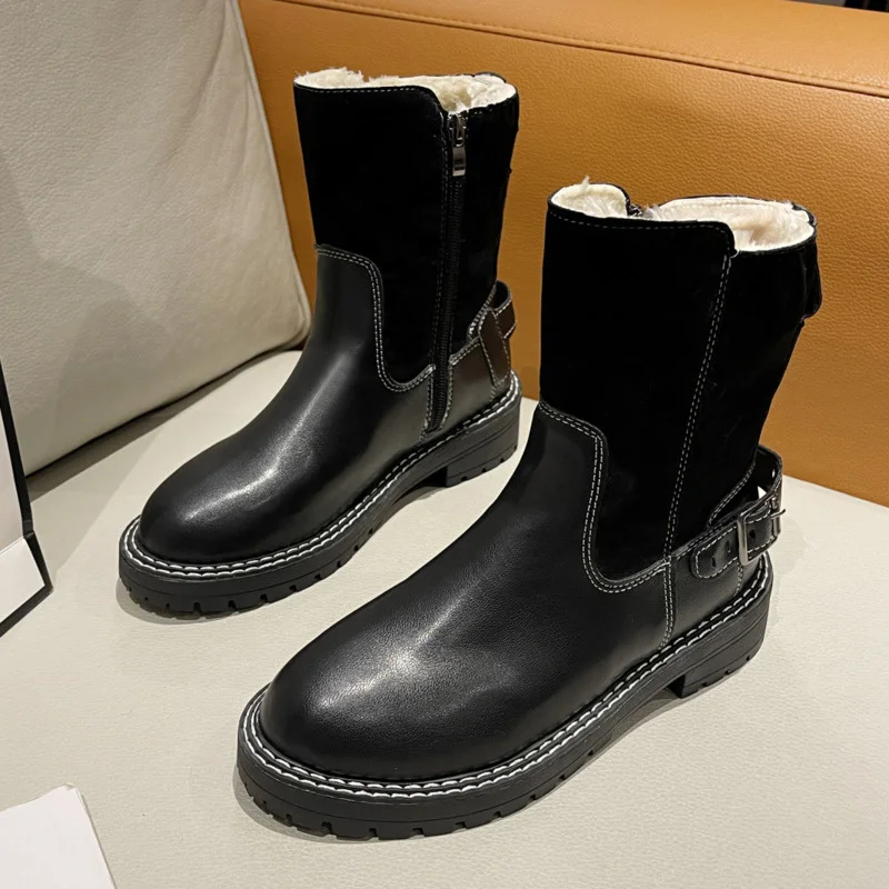 

Женские зимние ботинки с высоким берцем, водонепроницаемые Нескользящие ботинки, бархатная теплая хлопковая обувь