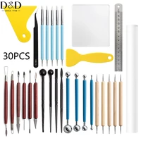 30pcs sculpting modeling tools with scrapers rolling stick ruler tweezers acrylic backing board for beginners professional