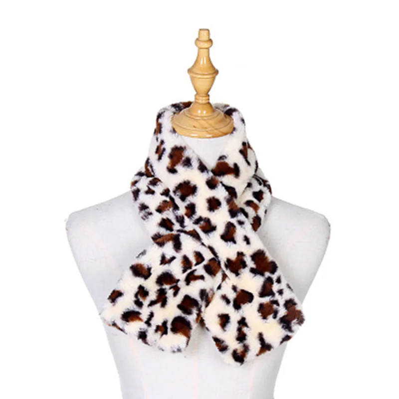 Зимний утолщенный плюшевый шарф с леопардовым принтом Женский Теплый накладной