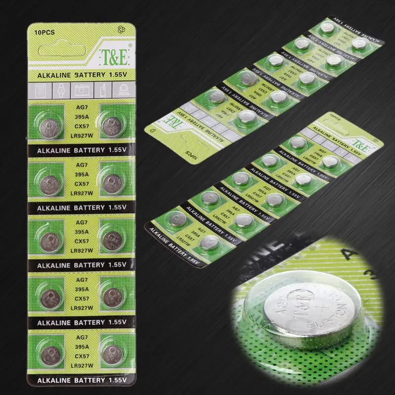 

2022 New 10PCS Alkaline Battery AG7 1.55V Button Coin Cell Watch Batteries LR927 LR57 SR927W 399 GR927 395A