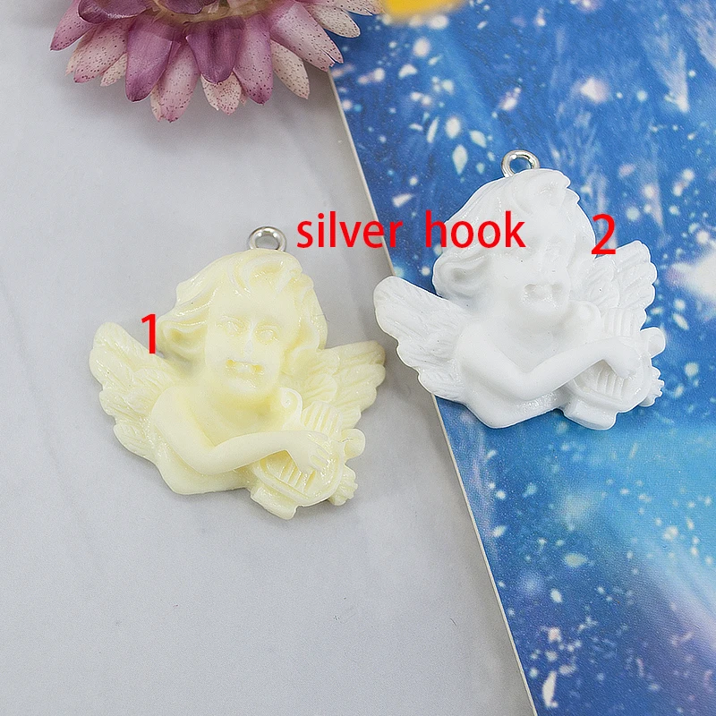 

8pcs/lot Cute Cupid Angel DIY Resin Cabochon for Earring Necklace Pendant Angel Flatback Children's toys Homemade Girl Gift