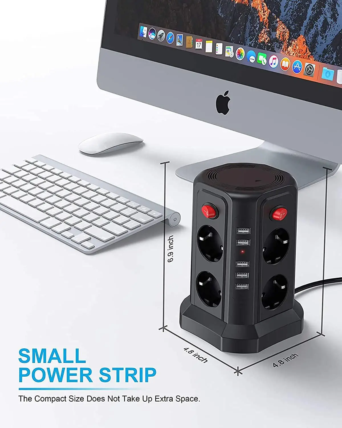 Штепсельная Вилка европейского стандарта 5 гнездо USB башня мощная много шнур с